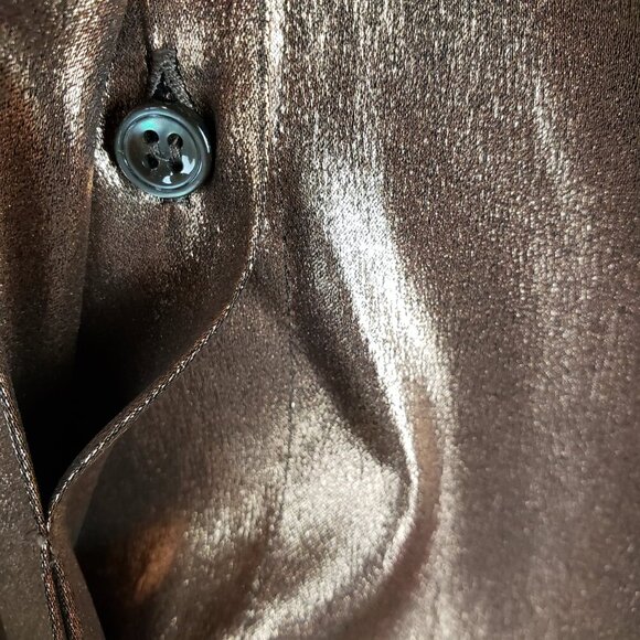 Brunello Cucinelli NWT Metallic Copper Silk Blouse Menswear Style Womens Size XL - Picture 5 of 15